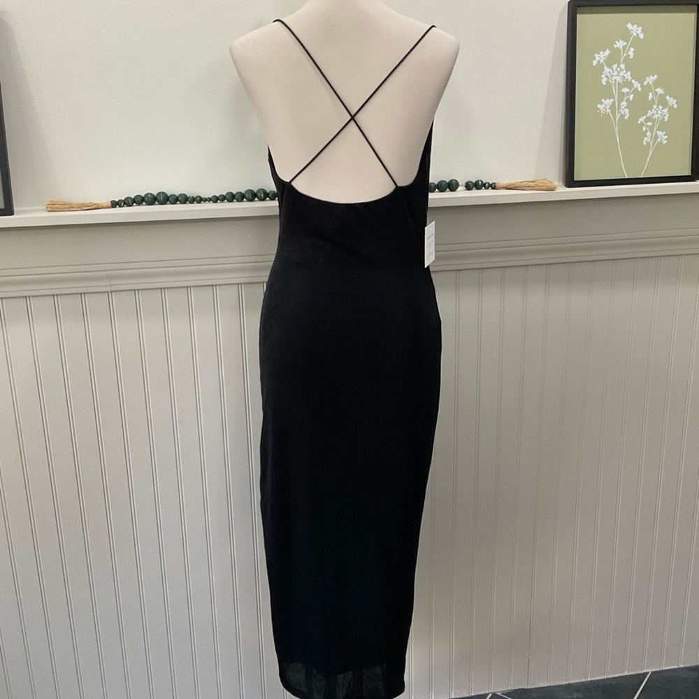 Petal & Pup Black Slip Dress NWT Size 10 Cowl Neck Strappy Back Midi - Picture 6 of 6